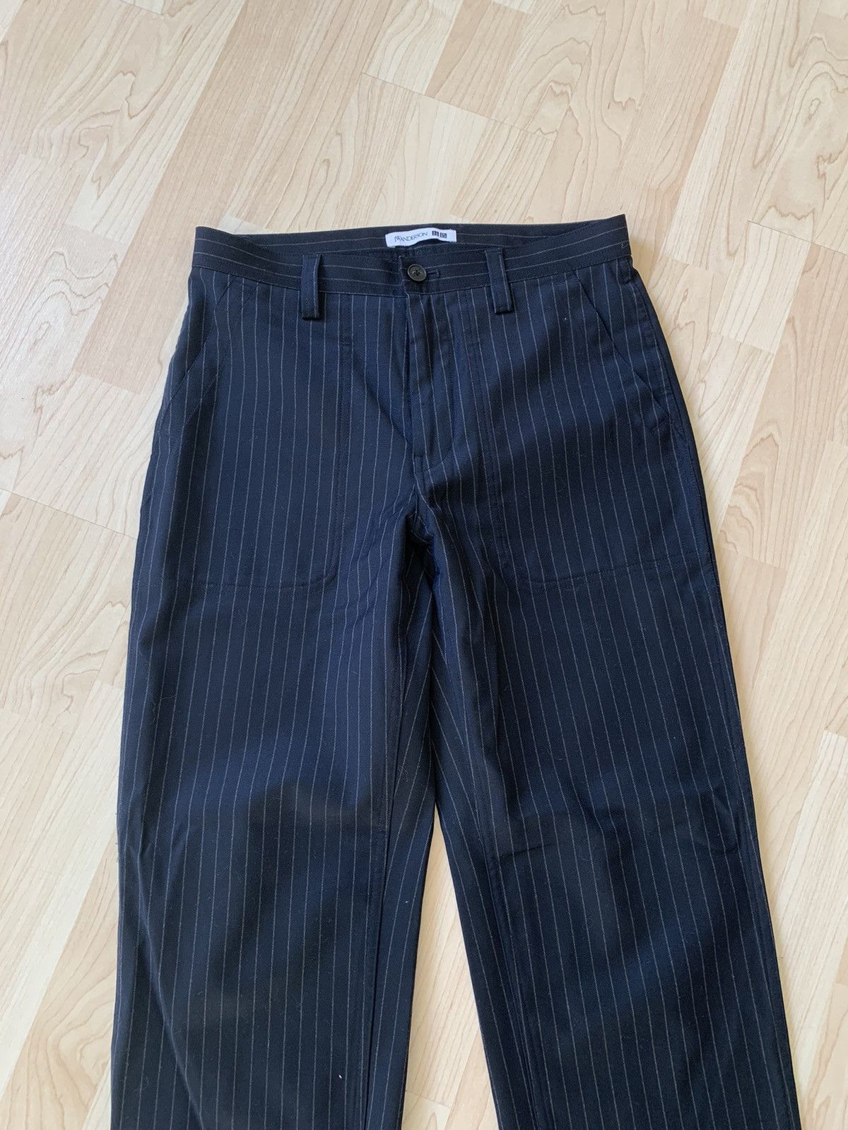 JW Anderson x Uniqlo wide leg dress pant Navy striped