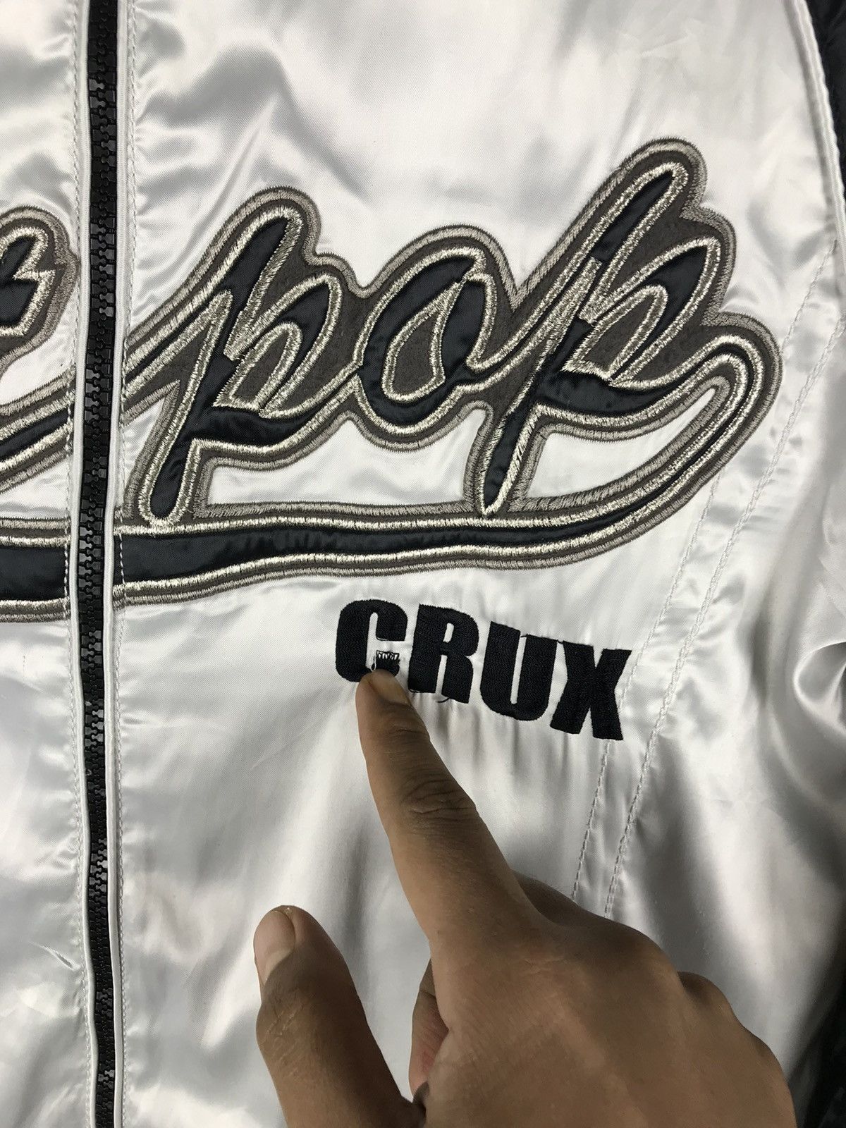 Other Vintage CRUX Britpop Satin Sukajan Bomber Jacket 2000s Black Size US M / EU 48-50 / 2 - 7 Thumbnail