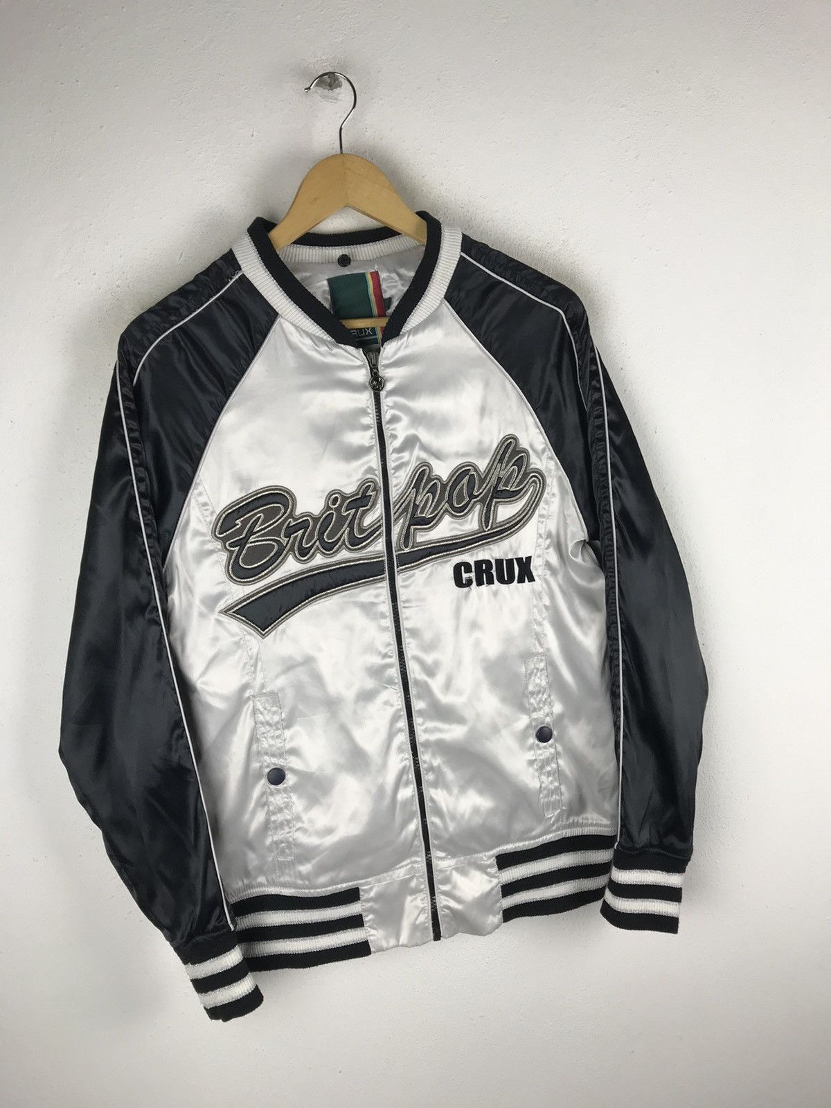Other Vintage CRUX Britpop Satin Sukajan Bomber Jacket 2000s Black Size US M / EU 48-50 / 2 - 4 Thumbnail