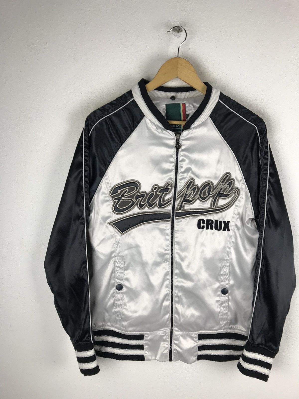 Other Vintage CRUX Britpop Satin Sukajan Bomber Jacket 2000s Black Size US M / EU 48-50 / 2 - 5 Thumbnail