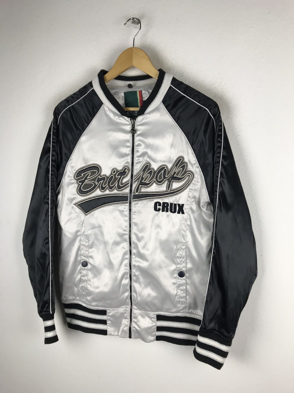 Other Vintage CRUX Britpop Satin Sukajan Bomber Jacket 2000s Black Size US M / EU 48-50 / 2 - 3 Thumbnail