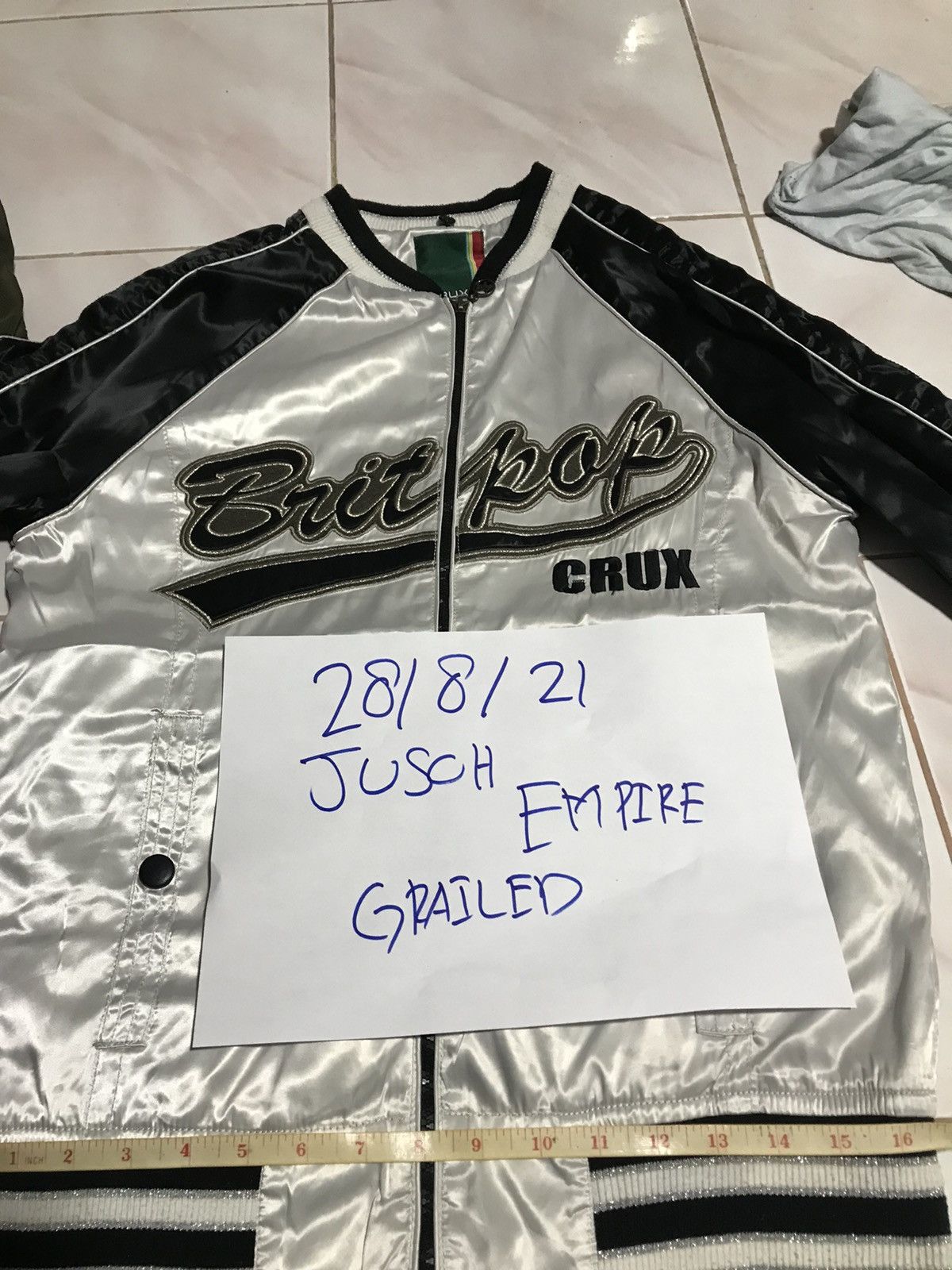 Other Vintage CRUX Britpop Satin Sukajan Bomber Jacket 2000s Black Size US M / EU 48-50 / 2 - 10 Thumbnail