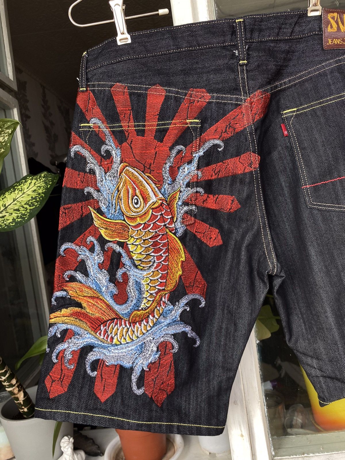 Japanese Brand × Streetwear × Vintage Vintage Sugoi Jeans shorts Japan Tattoo Evisu style Size US 36 / EU 52 - 5 Thumbnail