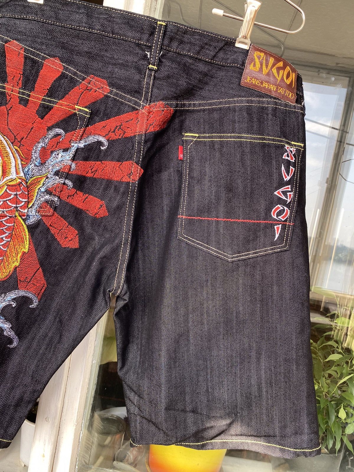 Japanese Brand × Streetwear × Vintage Vintage Sugoi Jeans shorts Japan Tattoo Evisu style Size US 36 / EU 52 - 4 Thumbnail