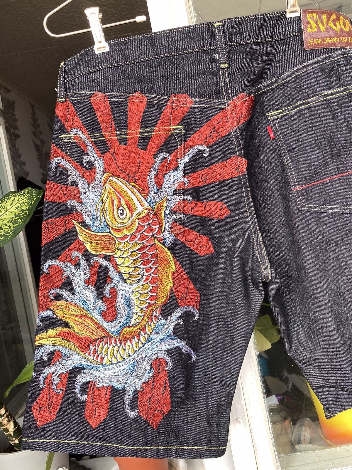 Japanese Brand × Streetwear × Vintage Vintage Sugoi Jeans shorts Japan Tattoo Evisu style Size US 36 / EU 52 - 3 Thumbnail
