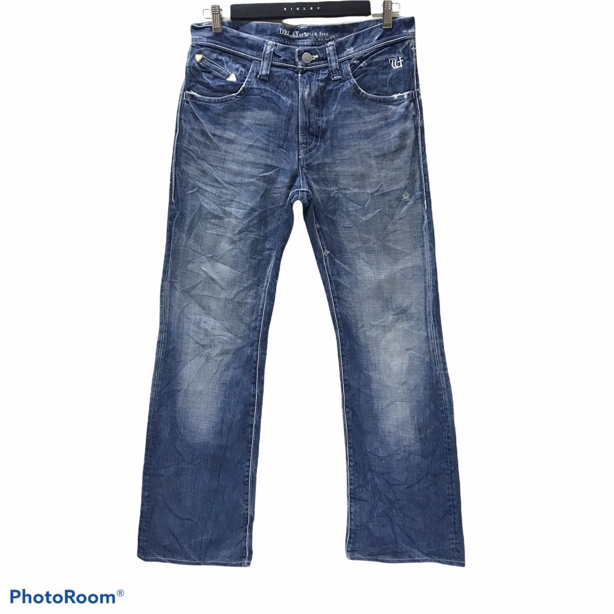 パンツ DELAY by Win&Sons damage flared denim Flare Jeans Delay by Fin & Sons Waxed Denim Bootcut Y2k