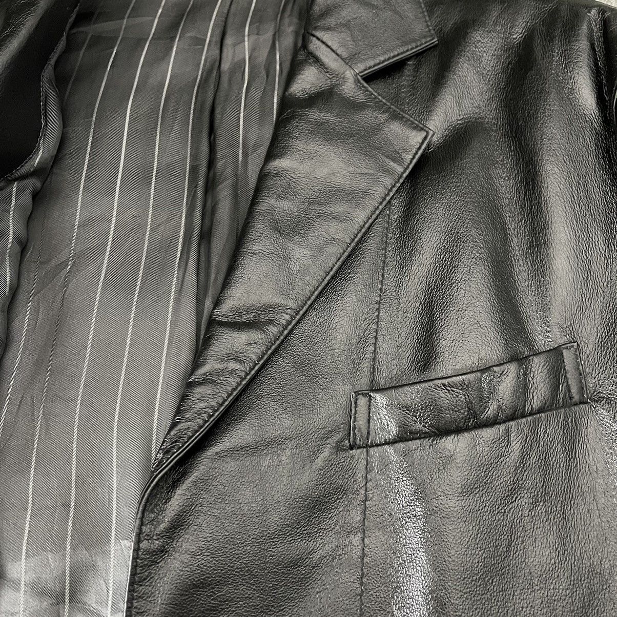 Designer Valentino Paris 90s Real Genuine Leather Blazer Suit Jacket Size 50R - 3 Thumbnail