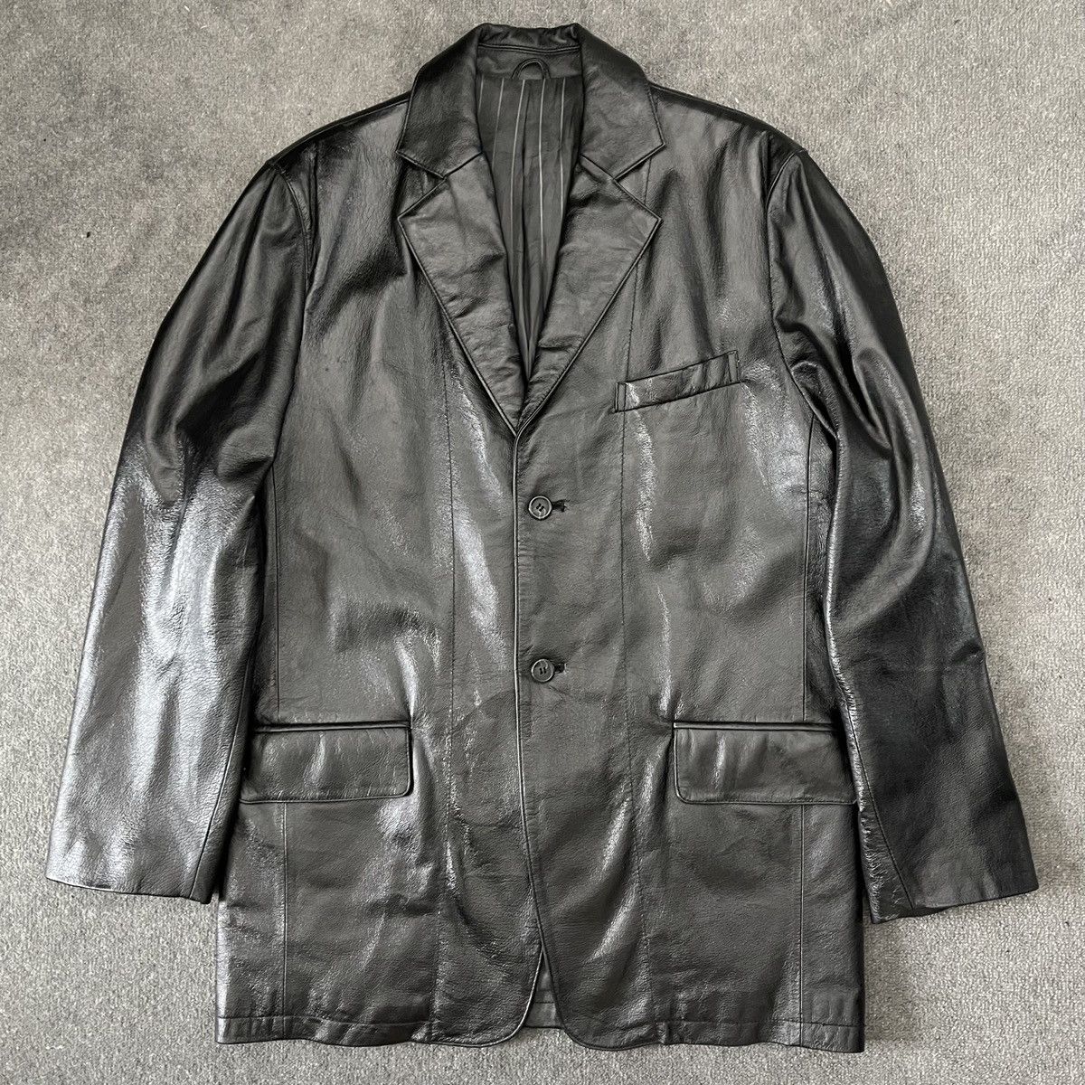 Designer Valentino Paris 90s Real Genuine Leather Blazer Suit Jacket Size 50R - 1 Thumbnail