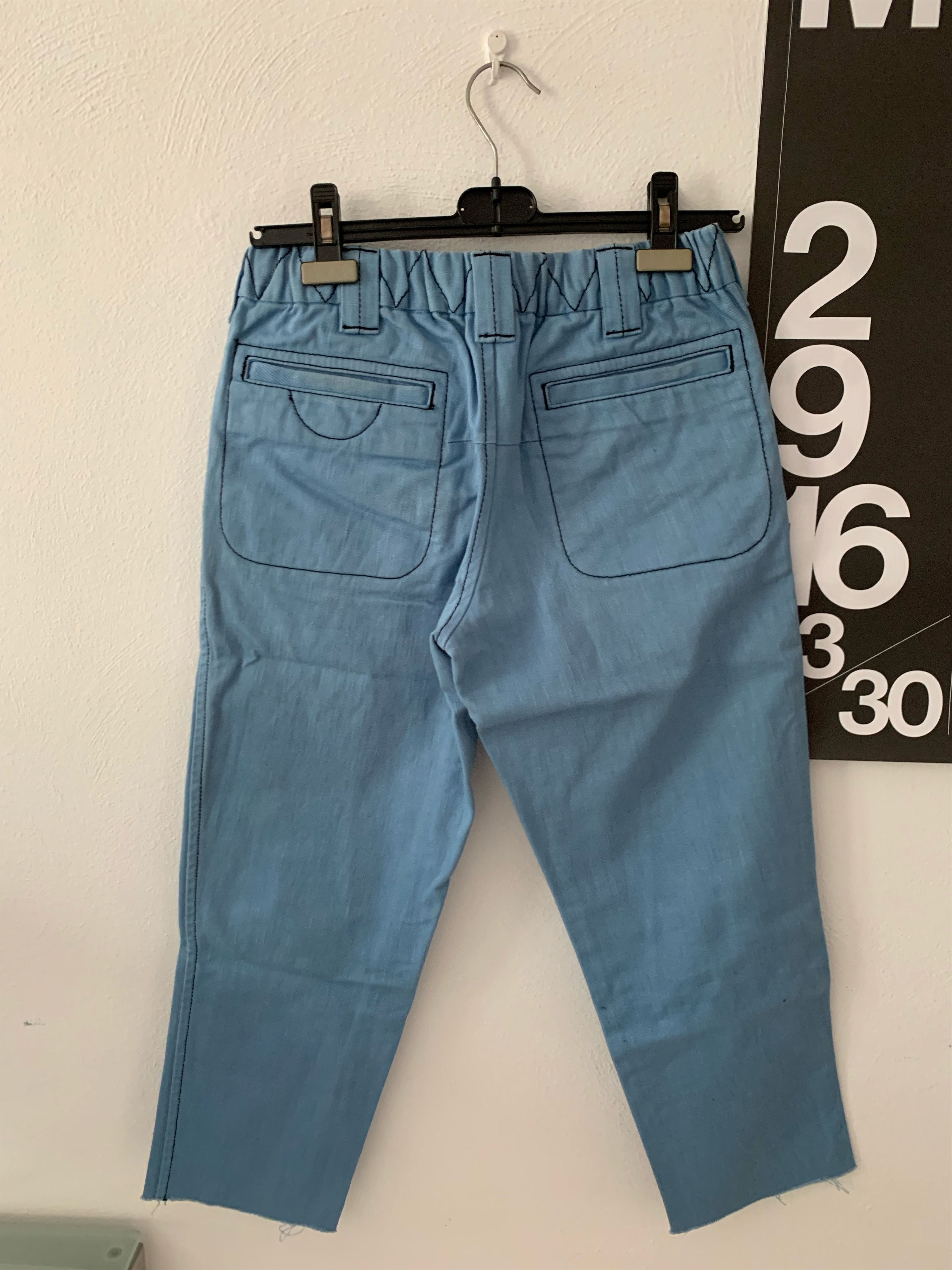 Number (N)ine AW08 Blue Cotton Cropped Pants Size US 28 / EU 44 - 3 Thumbnail