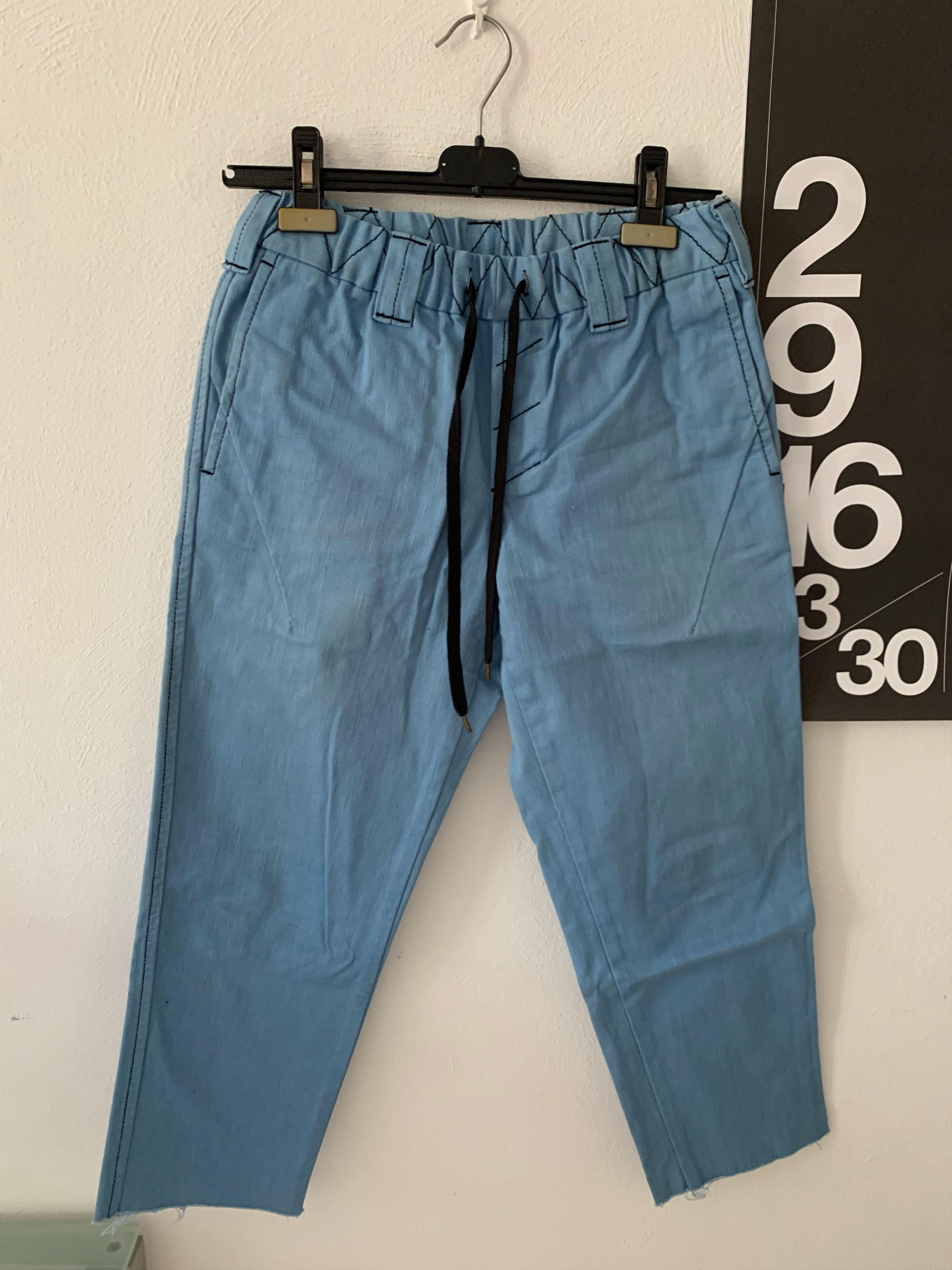 Number (N)ine AW08 Blue Cotton Cropped Pants Size US 28 / EU 44 - 2 Thumbnail