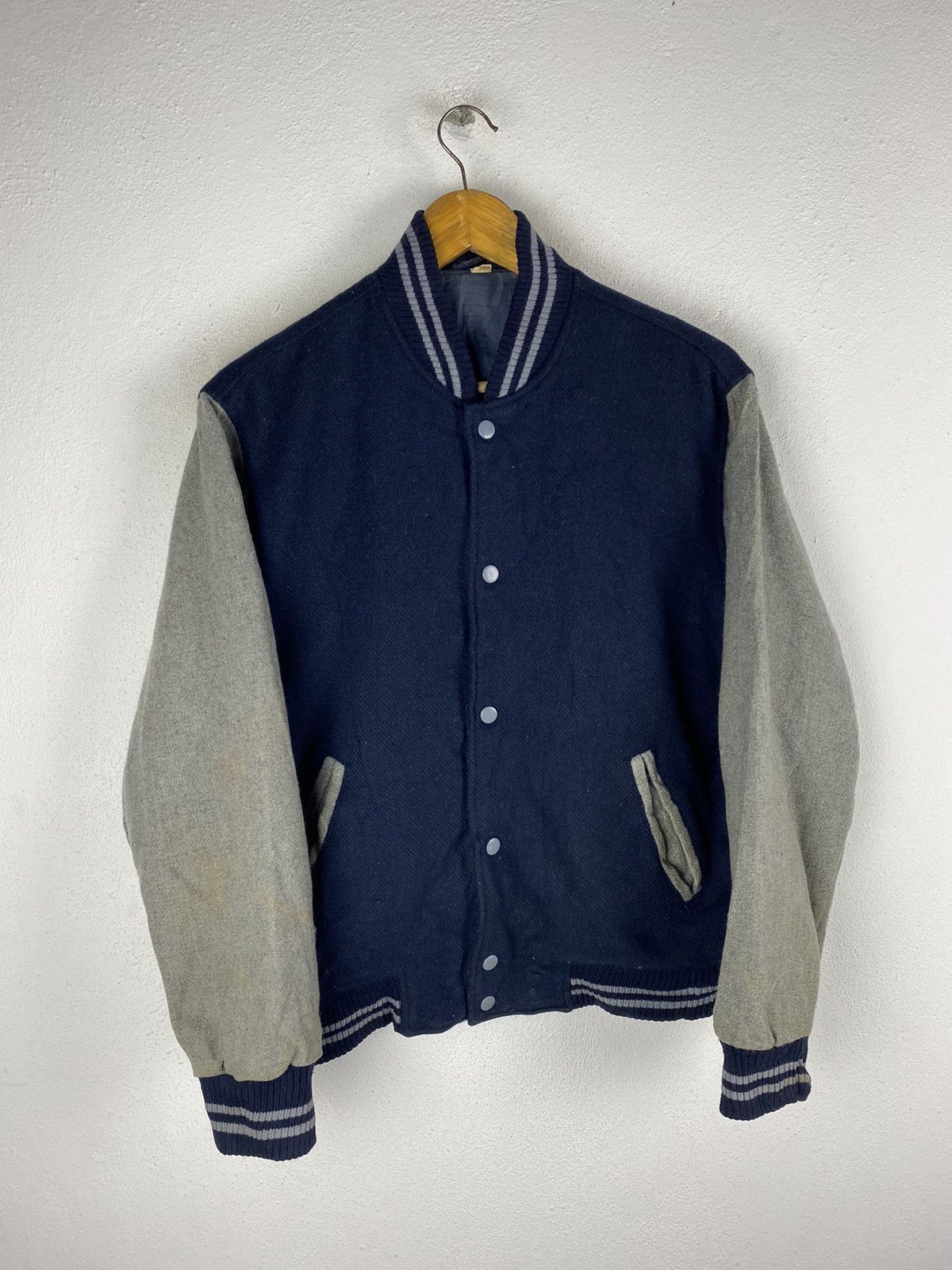 Vintage VINTAGE VARSITY JACKET WOOL FABRIC Size US L / EU 52-54 / 3 - 3 Thumbnail