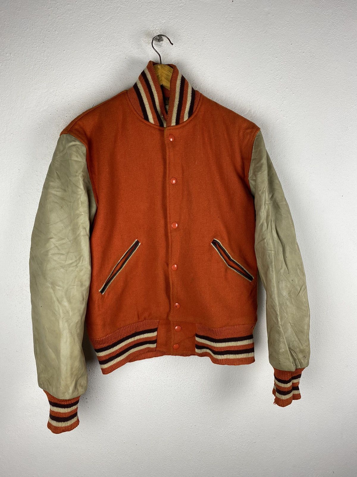 Other VINTAGE 80S VARSITY BASEBALL JACKET LEATHER SLEEVE Size US M / EU 48-50 / 2 - 3 Thumbnail