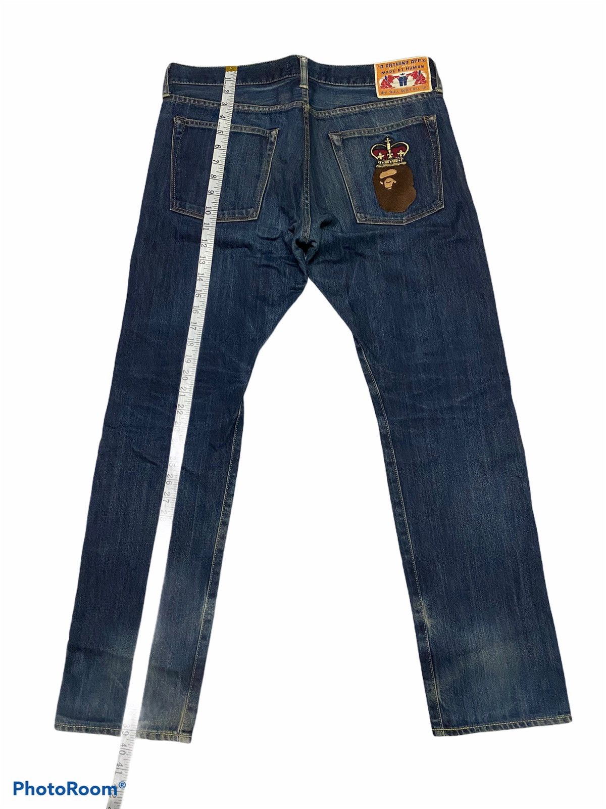 Bape Bape A Bathing Ape crown jeans embroided logo X