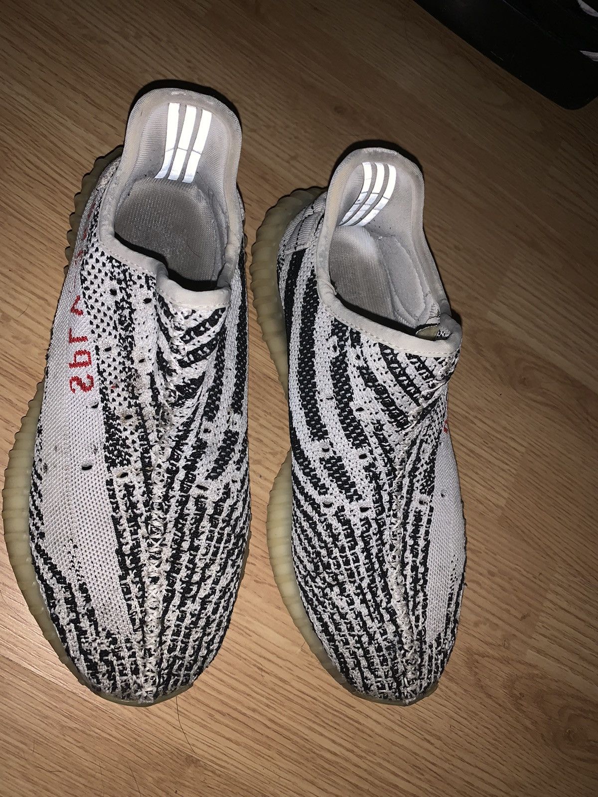 Adidas Yeezy Boost 350 V2 Zebra 2017 no laces yellow soles size 8 | Grailed