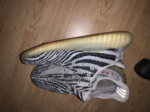 Yeezy zebra hot sale yellow sole