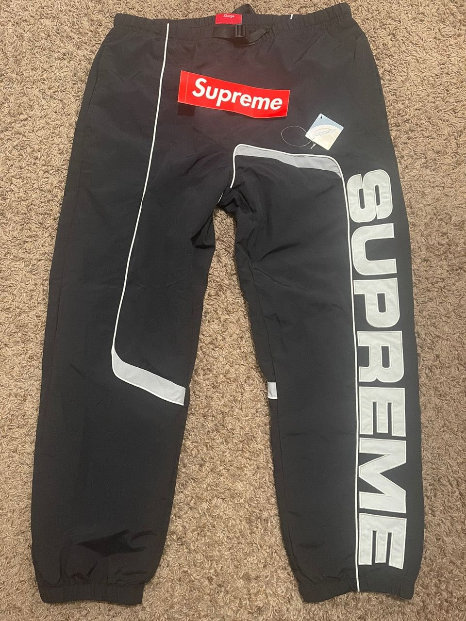 Supreme S Paneled Belted Track Pant Black