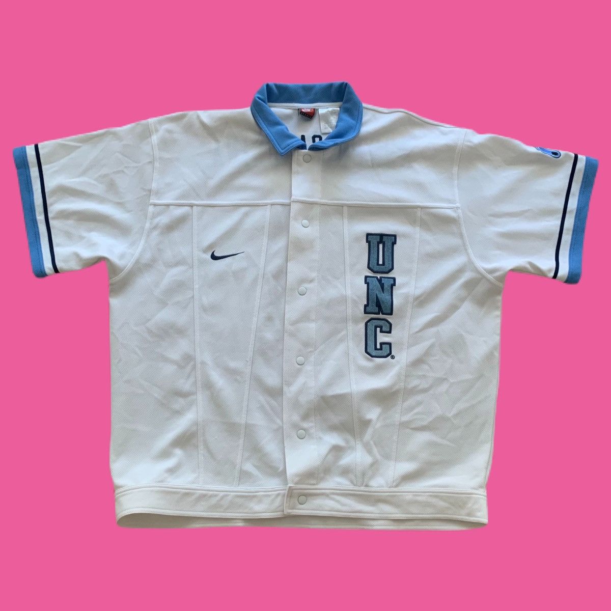 Jordan Brand Vintage Nike UNC Button Up Jersey Size US XL / EU 56 / 4 - 1 Thumbnail