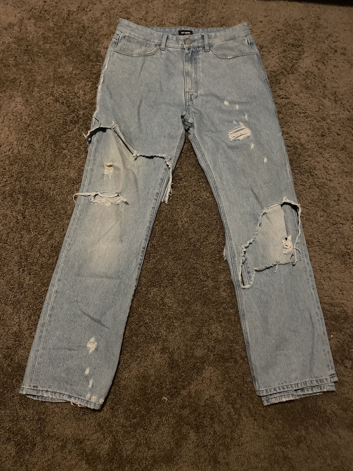 Raf Simons AW19/20 Destroyed Double Layer Jeans | Grailed