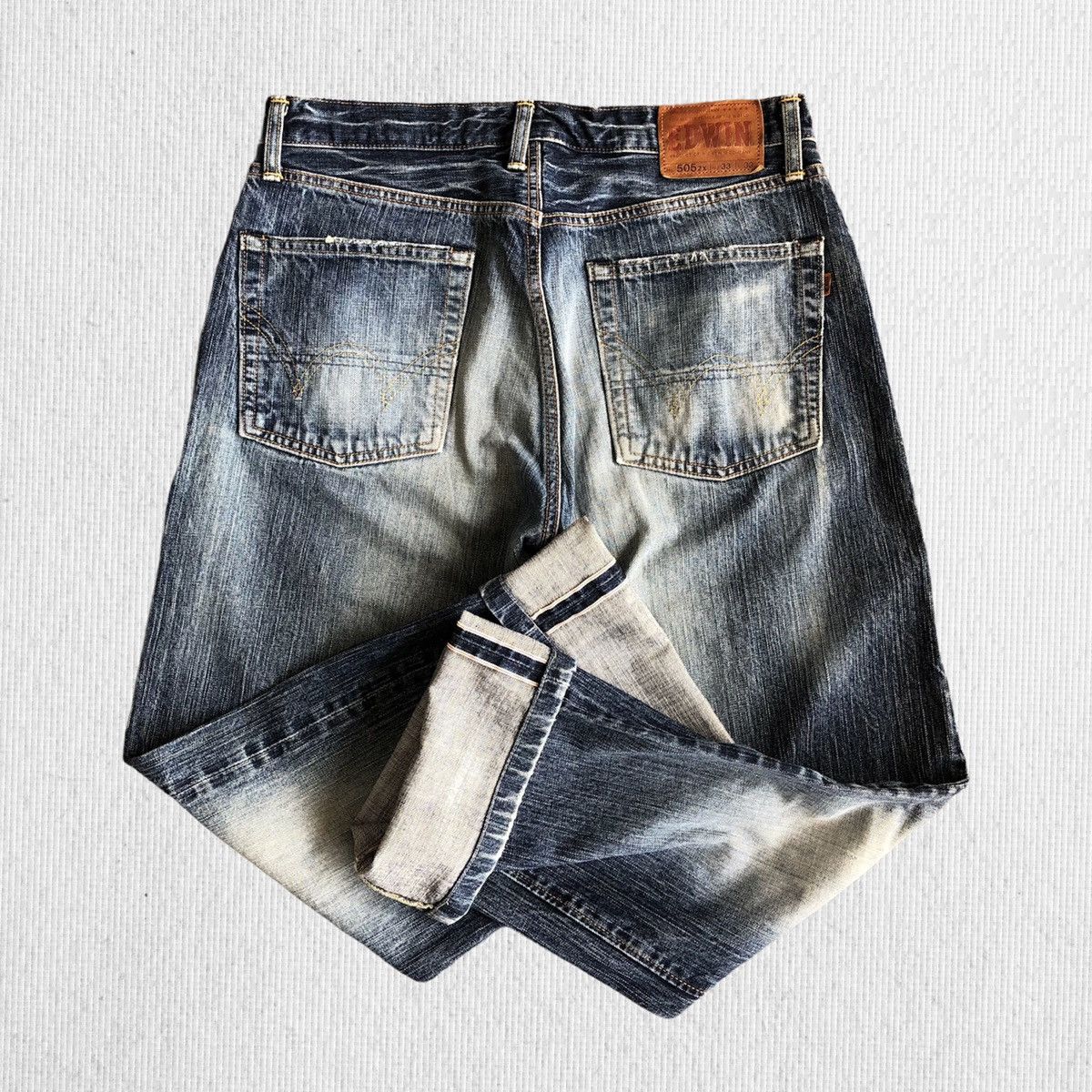 Edwin Vintage Edwin 505zx Selvedge Distressed Denim Jeans Size US 33 - 1 Thumbnail