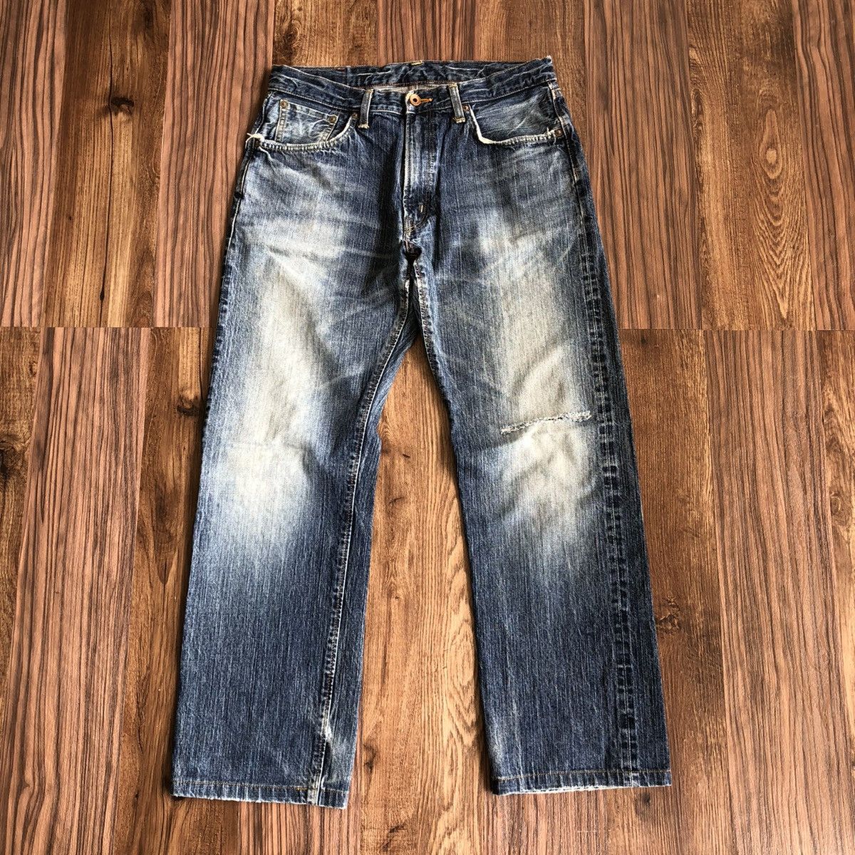 Edwin Vintage Edwin 505zx Selvedge Distressed Denim Jeans Size US 33 - 2 Thumbnail