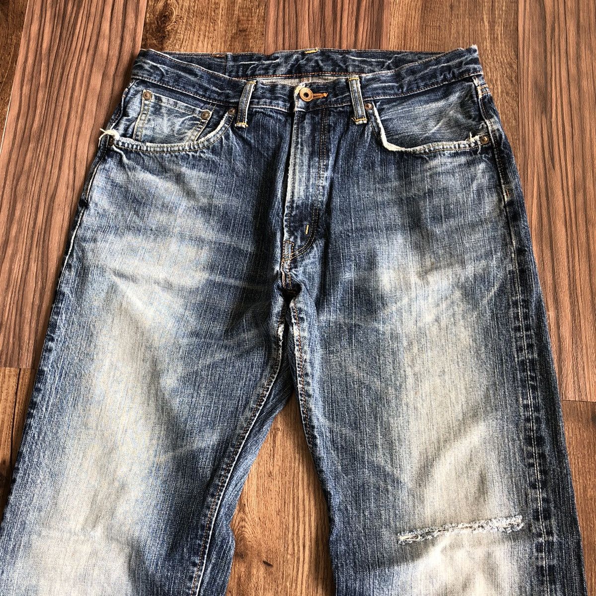 Edwin Vintage Edwin 505zx Selvedge Distressed Denim Jeans Size US 33 - 5 Thumbnail