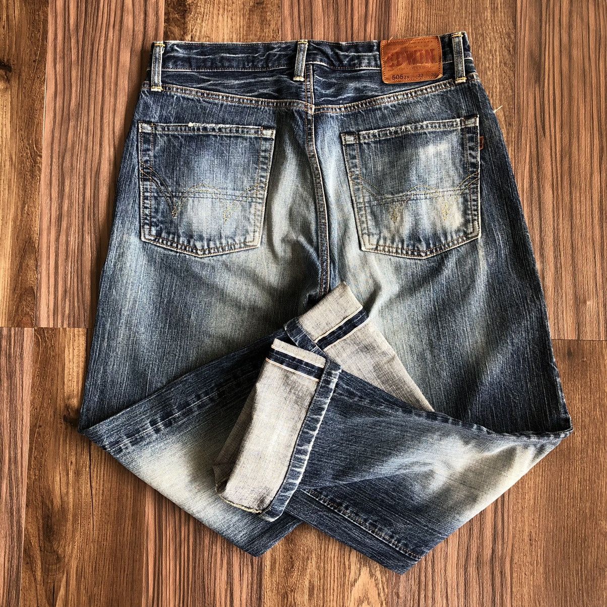 Edwin Vintage Edwin 505zx Selvedge Distressed Denim Jeans Size US 33 - 12 Thumbnail