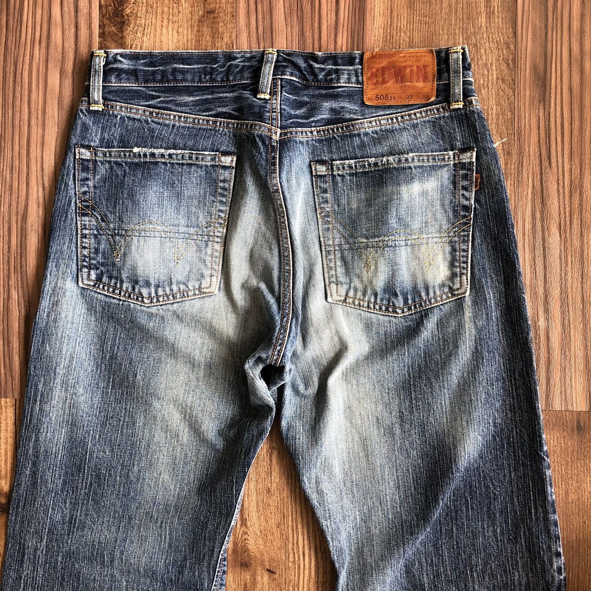 Edwin Vintage Edwin 505zx Selvedge Distressed Denim Jeans Size US 33 - 9 Thumbnail