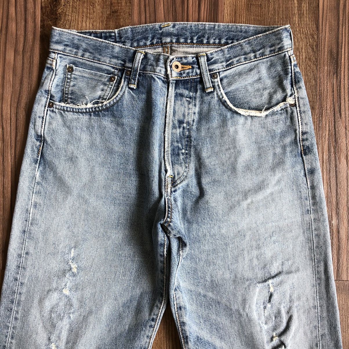 Edwin Vintage Edwin 505x Selvedge Distressed Denim Jeans Size US 31 - 4 Thumbnail