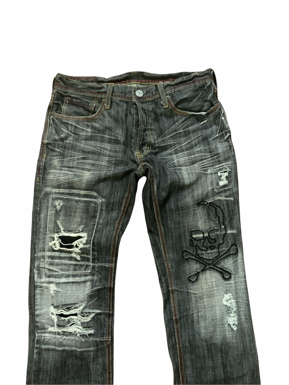 Japanese Brand 🔥EDGE Rupert Distressed Low Rise Jeans Travis Scott Fashion Size US 31 - 3 Thumbnail