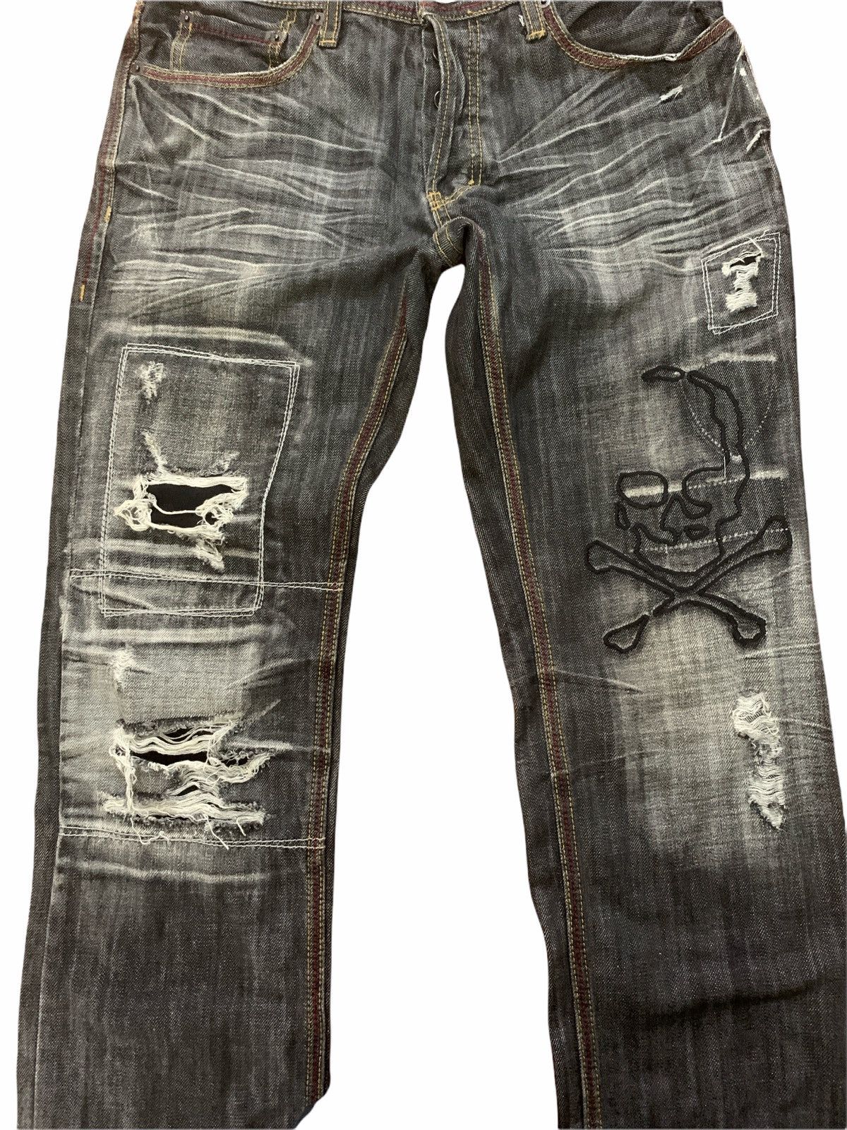 Japanese Brand 🔥EDGE Rupert Distressed Low Rise Jeans Travis Scott Fashion Size US 31 - 4 Thumbnail