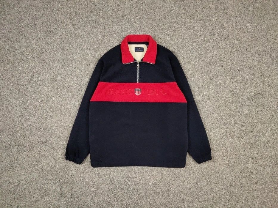 Gant Rare Vintage 90s Fleece Gant Usa Big Logo Pullover Jacket Size US L / EU 52-54 / 3 - 1 Thumbnail