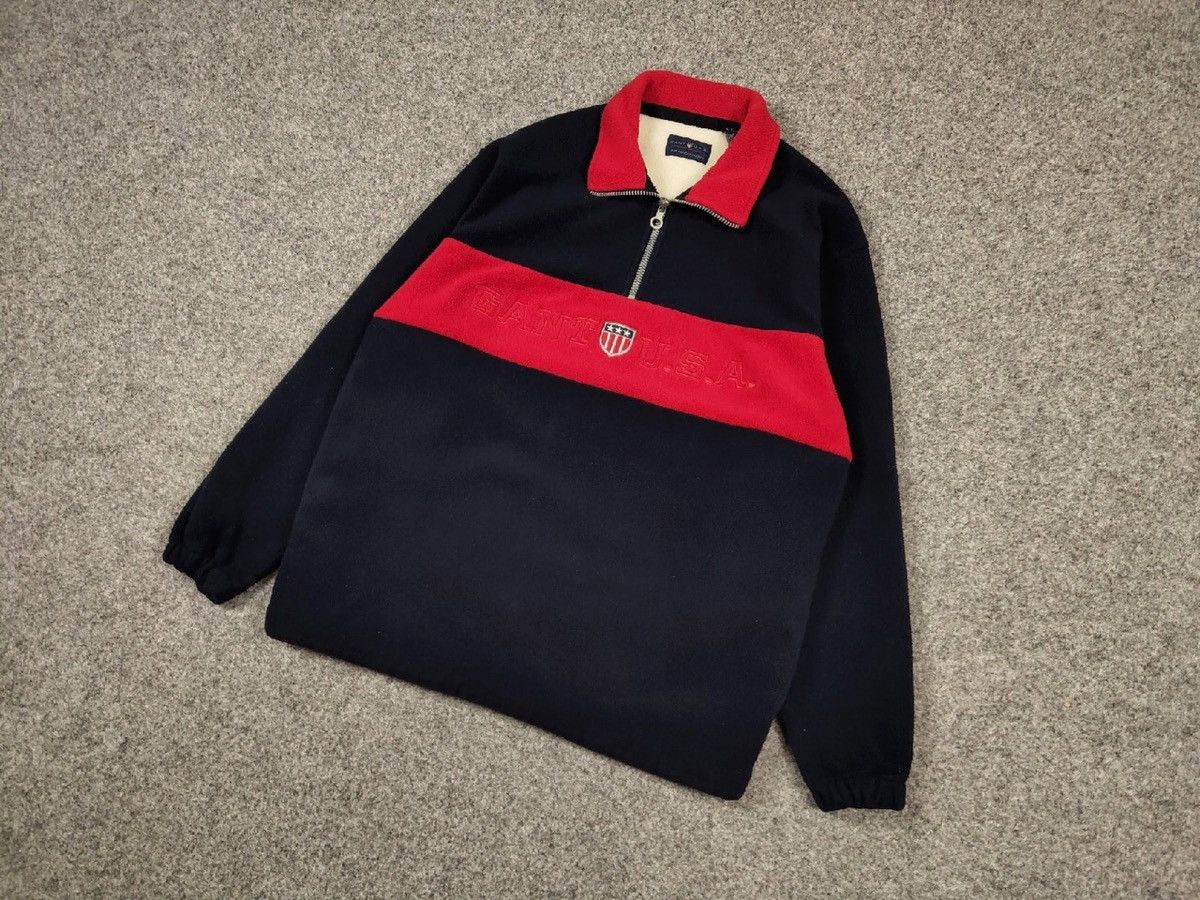 Gant Rare Vintage 90s Fleece Gant Usa Big Logo Pullover Jacket Size US L / EU 52-54 / 3 - 2 Thumbnail