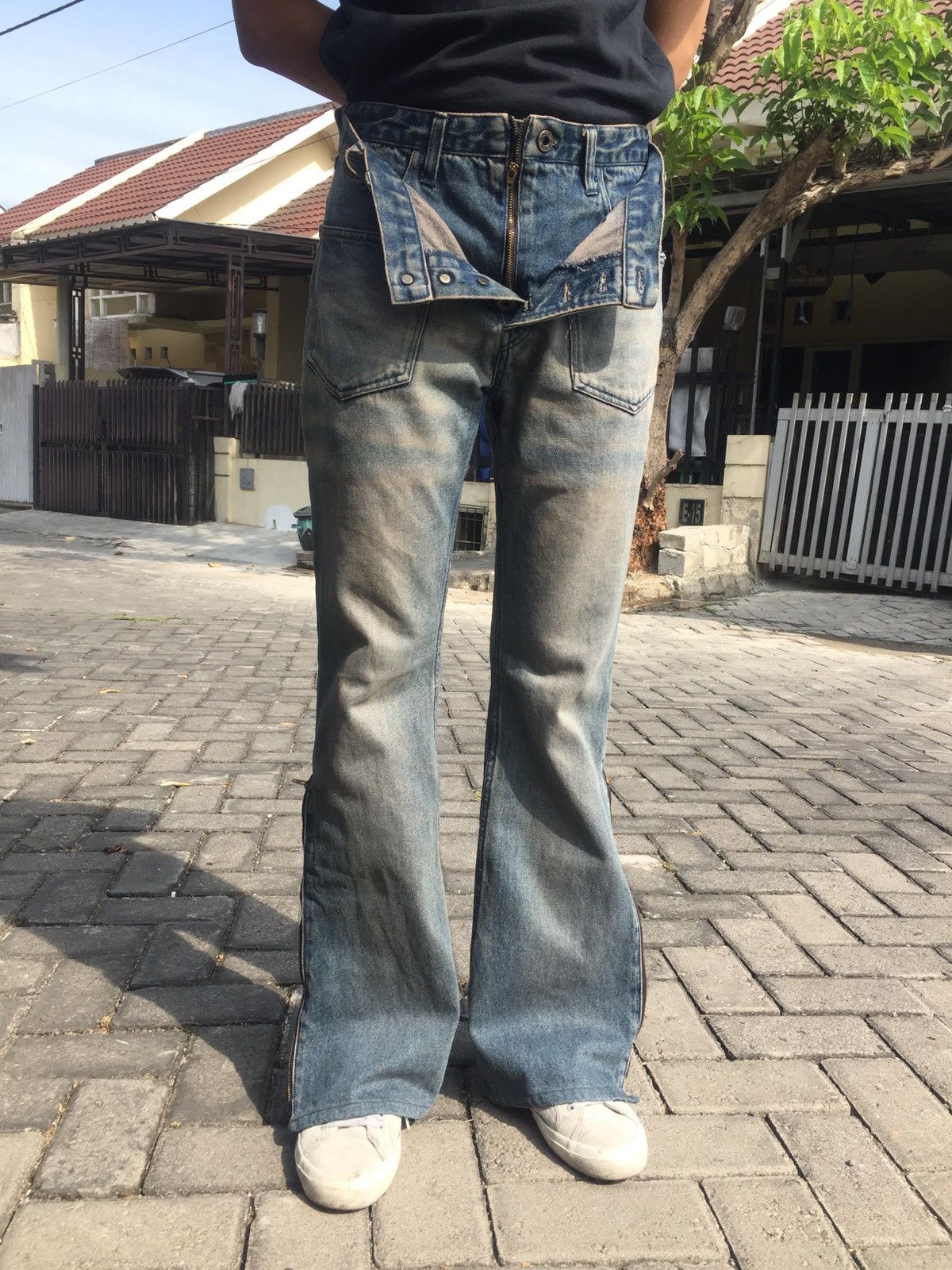 Japanese Brand 💢LAST DROP💢 PPFM DOUBLE WAIST FLY BUTTONS BOOTCUT DENIM Size US 30 / EU 46 - 5 Thumbnail
