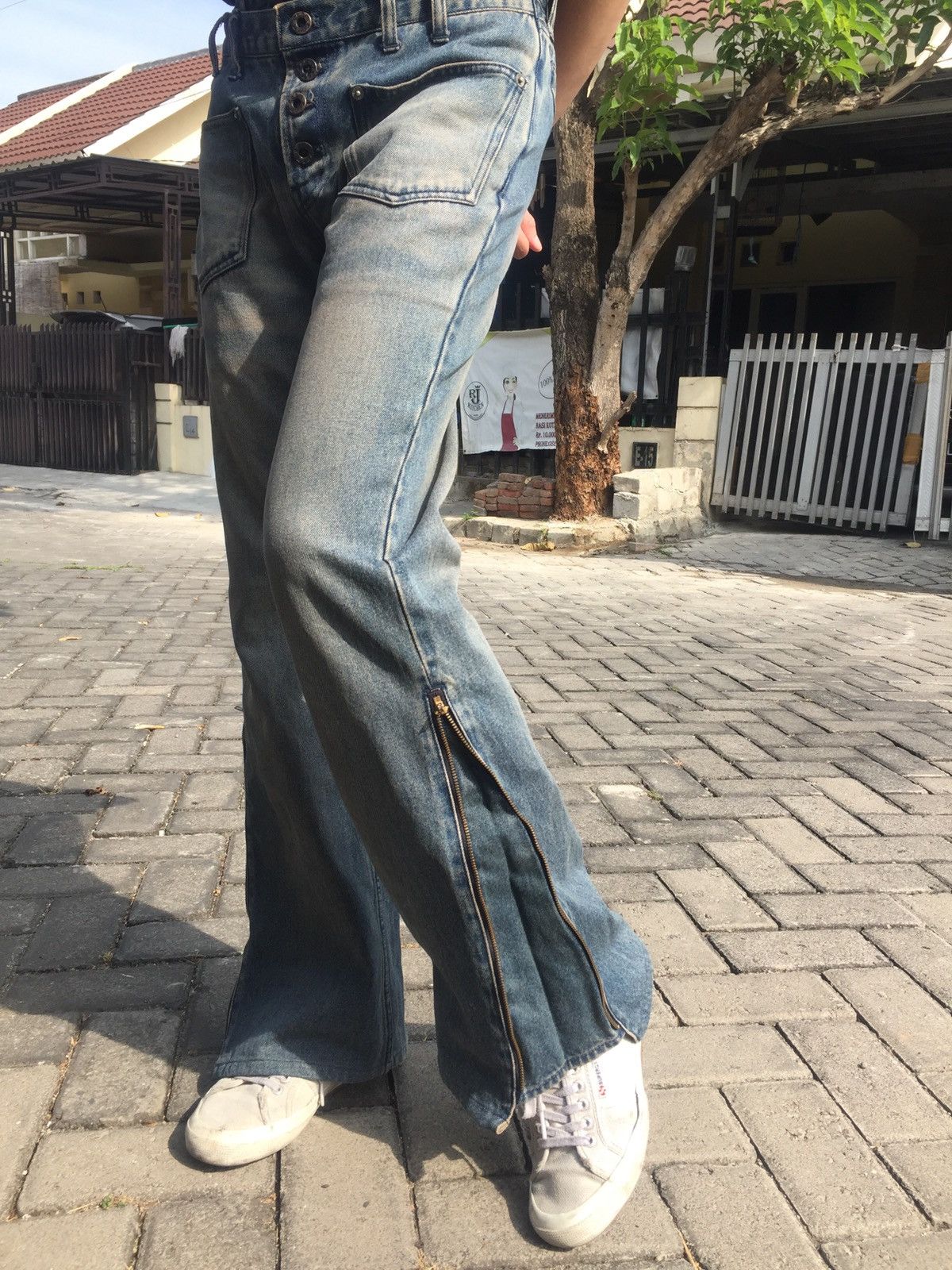 Japanese Brand 💢LAST DROP💢 PPFM DOUBLE WAIST FLY BUTTONS BOOTCUT DENIM Size US 30 / EU 46 - 4 Thumbnail