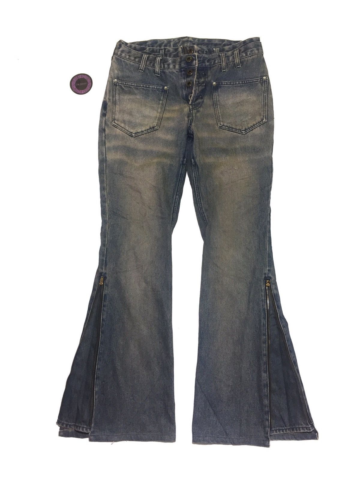 Japanese Brand 💢LAST DROP💢 PPFM DOUBLE WAIST FLY BUTTONS BOOTCUT DENIM Size US 30 / EU 46 - 6 Thumbnail
