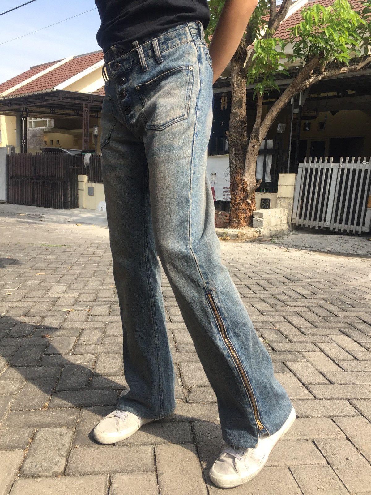 Japanese Brand 💢LAST DROP💢 PPFM DOUBLE WAIST FLY BUTTONS BOOTCUT DENIM Size US 30 / EU 46 - 3 Thumbnail