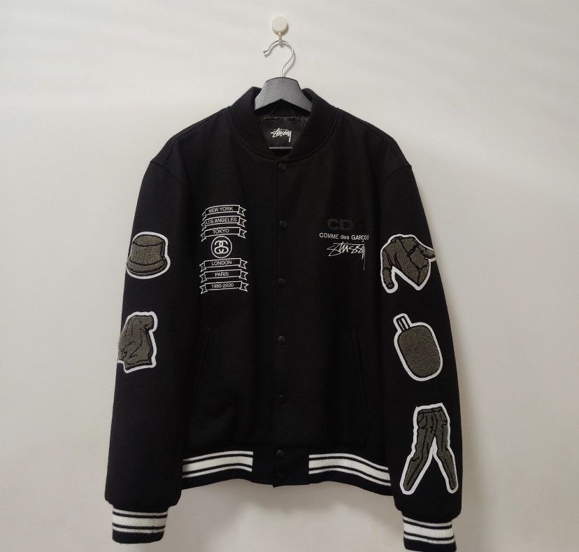 Stussy Stussy x Comme des Garcons 40th Anniversary Varsity Jacket | Grailed