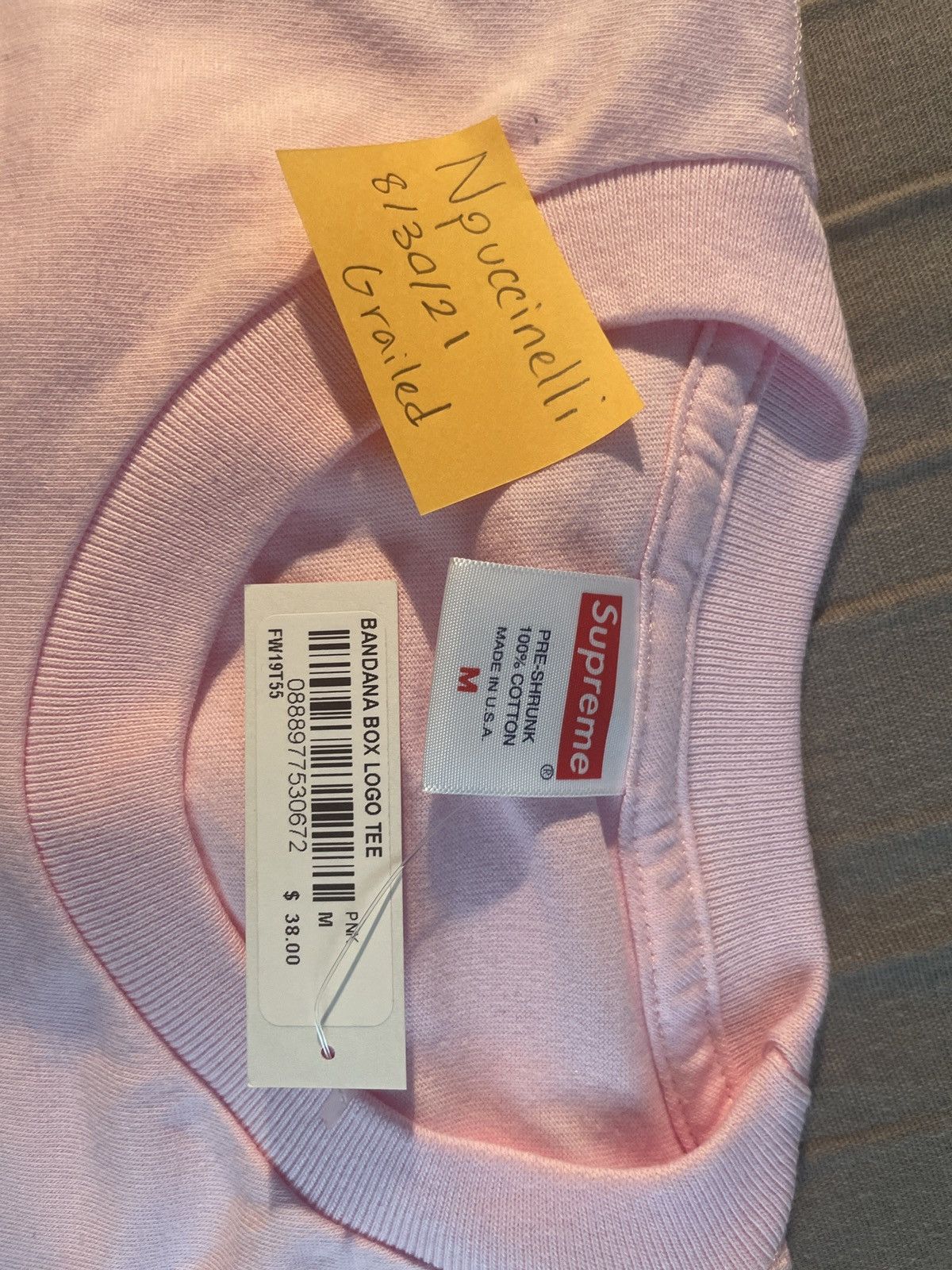 Supreme FW19 Supreme Bandana Box Logo Tee Light Pink Size L | Grailed