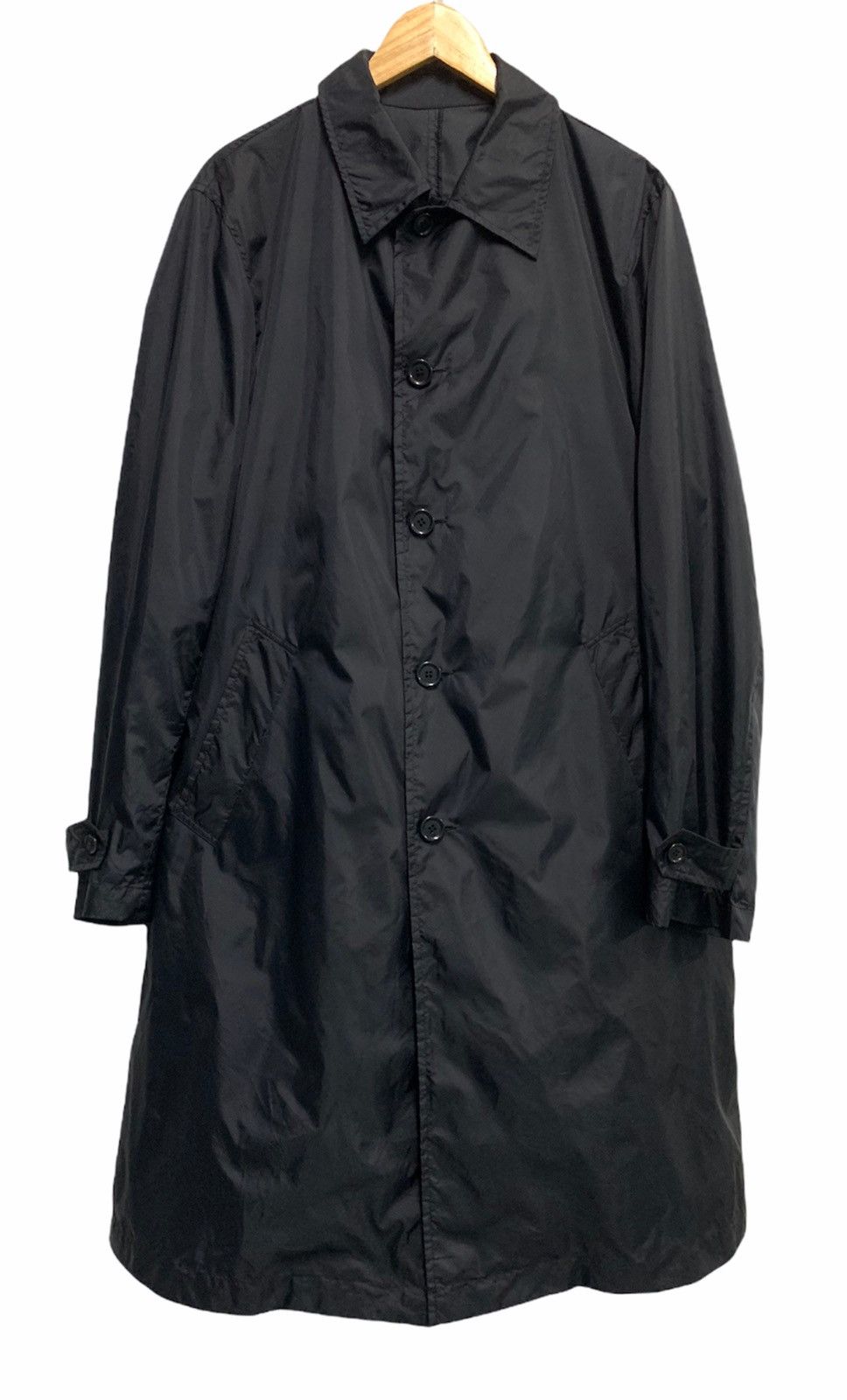 Takeo Kikuchi 🎌 Takeo Kikuchi Black Minimalist Button Up Trench Coat ...