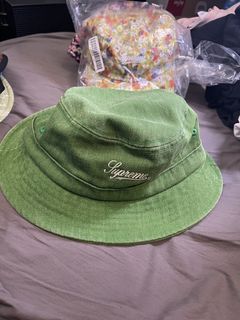 Supreme Supreme Warp Logo Denim Crusher Bucket Hat Green DS | Grailed