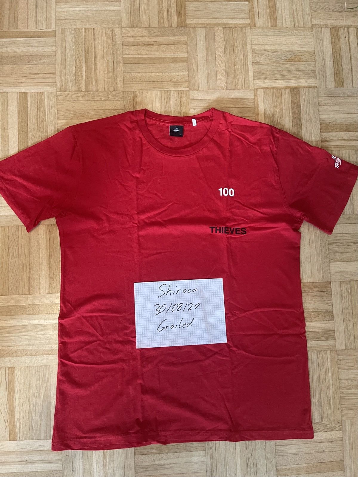 100 Thieves red numbers shirt size L instore exclusive