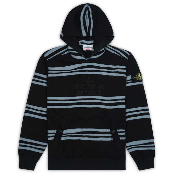 Supreme STONE ISLAND x SUPREME — Striped Cotton Fleece Hooded