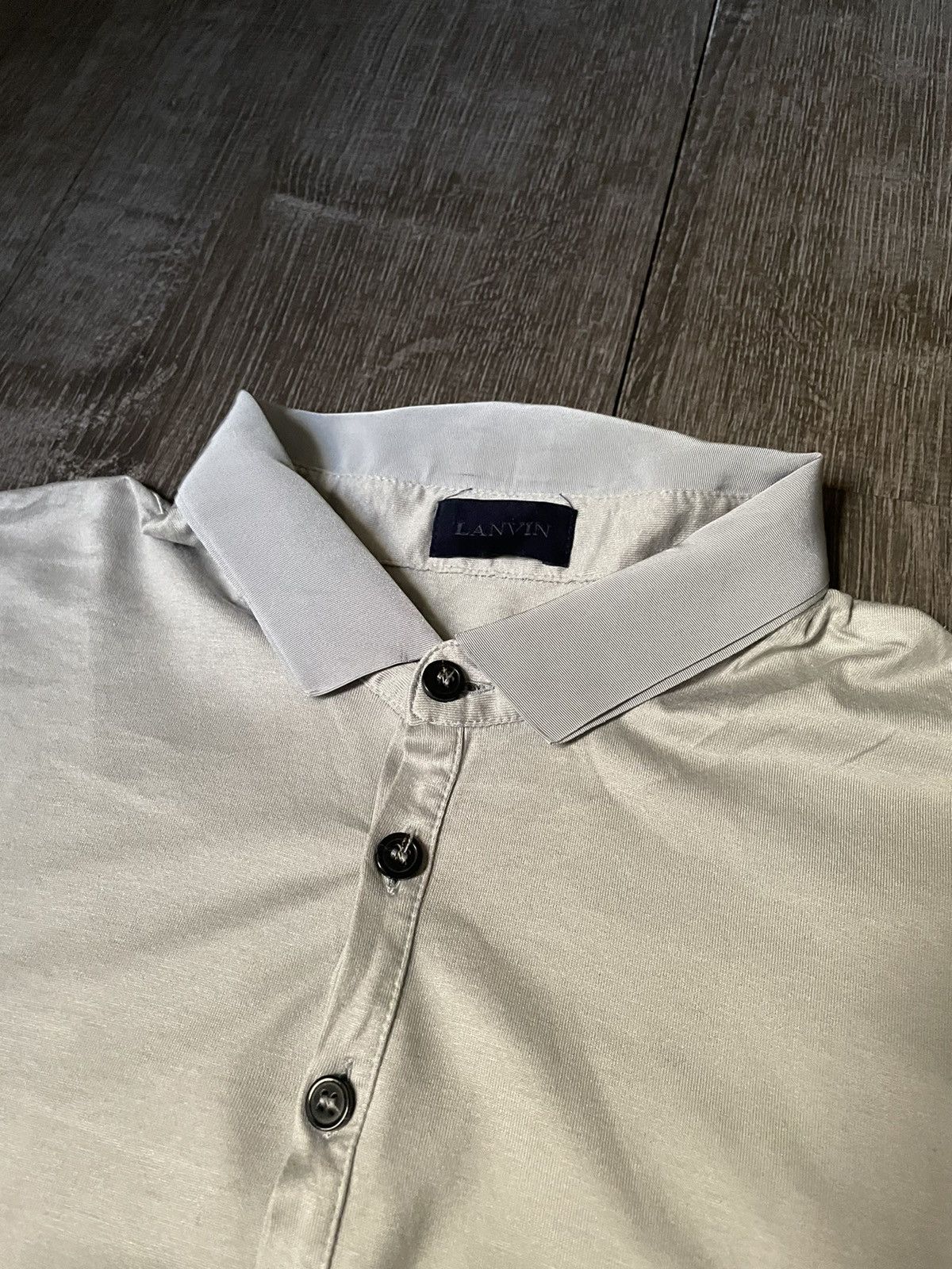 Lanvin Lanvin Contrast Collar Grey Polo Size US XL / EU 56 / 4 - 2 Thumbnail