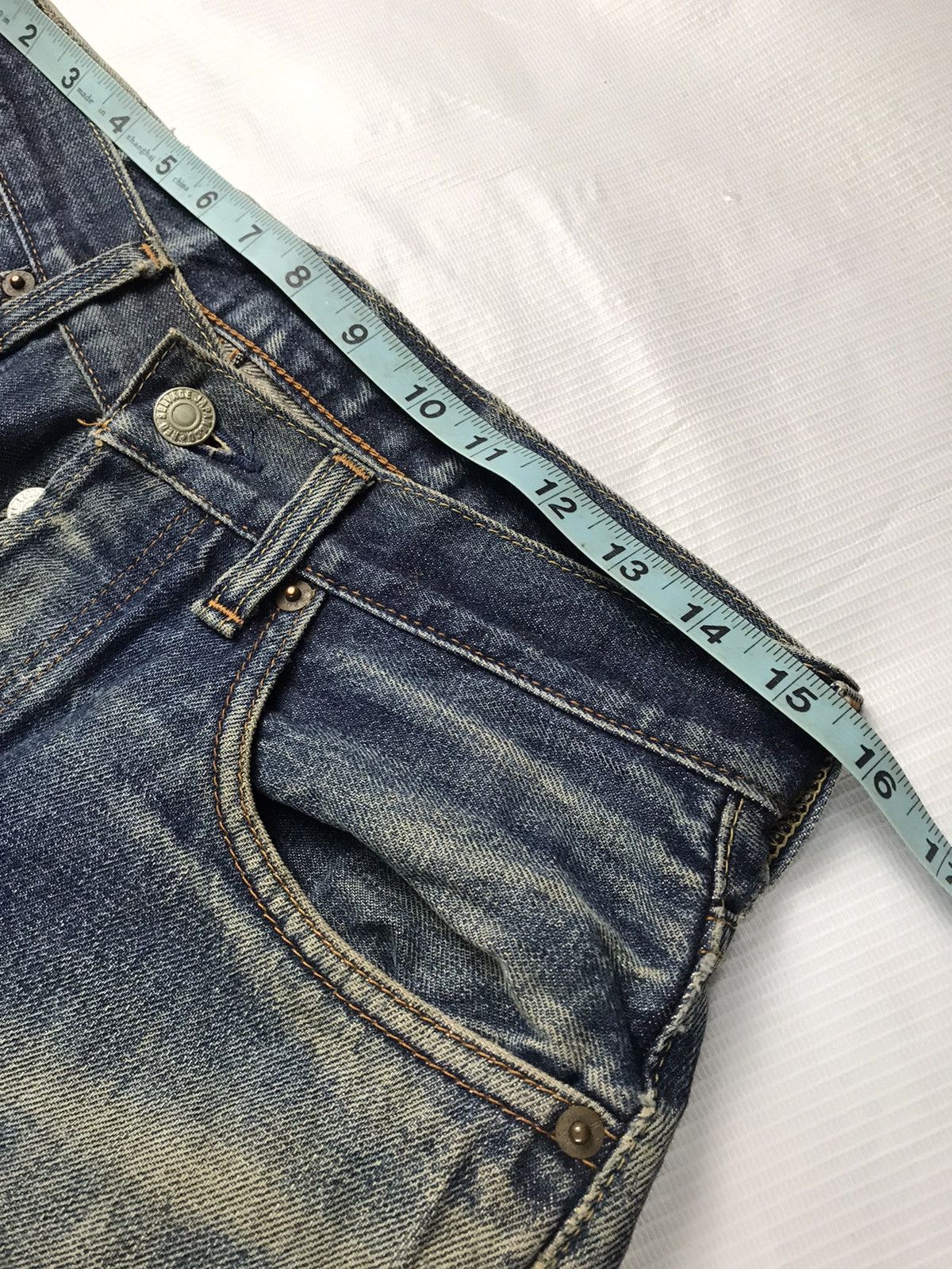 Japanese Brand RED SELVAGE ripped denim 14oz index 1960s known as 66x model Size US 31 - 21 Thumbnail
