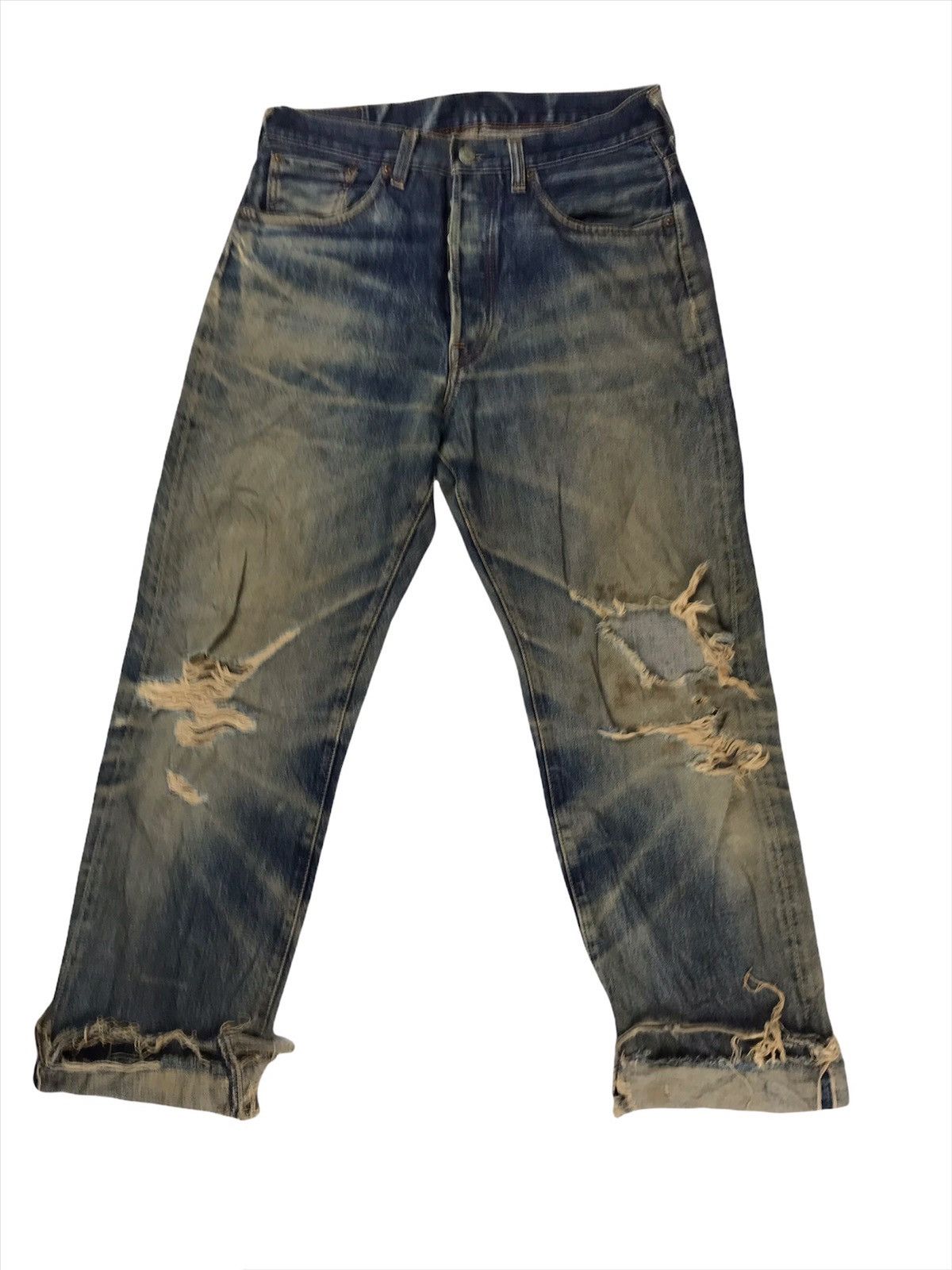Japanese Brand RED SELVAGE ripped denim 14oz index 1960s known as 66x model Size US 31 - 1 Thumbnail