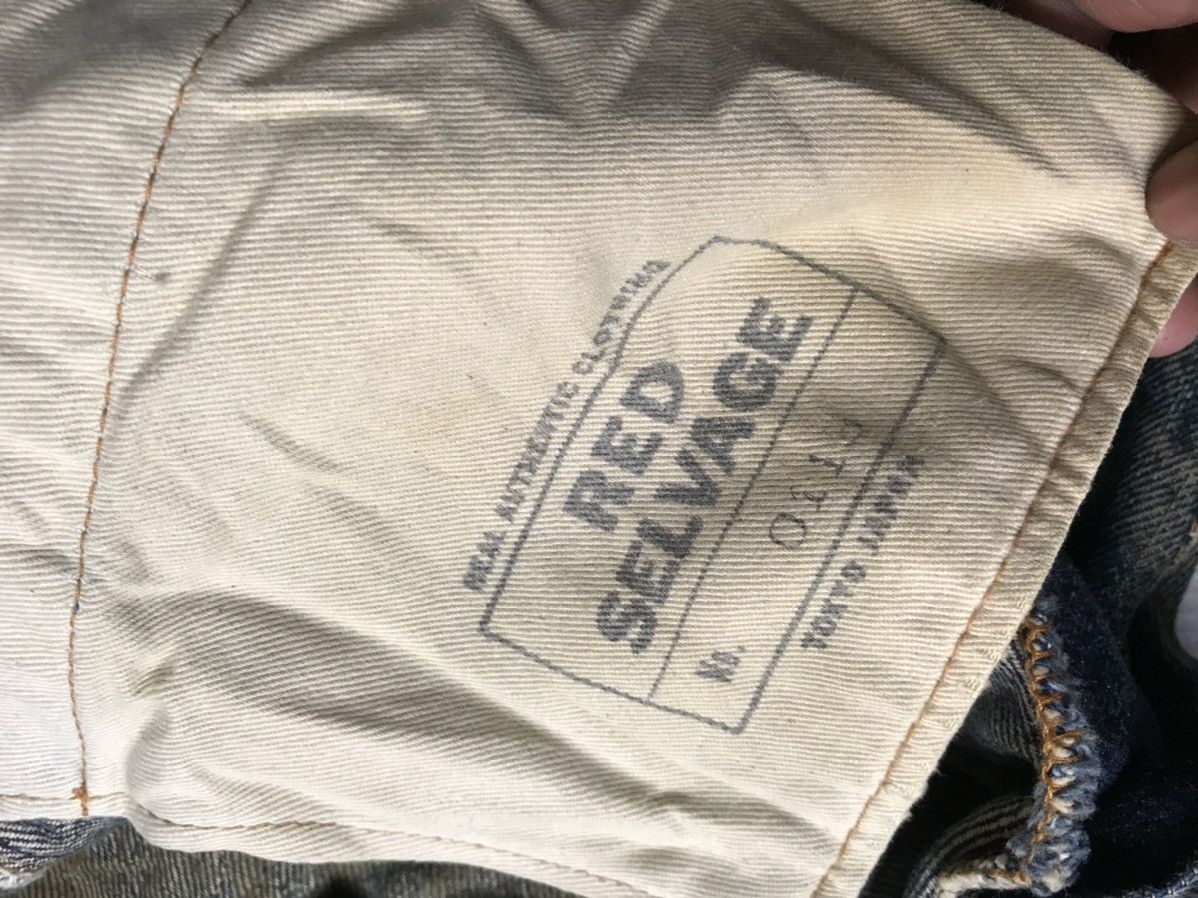 Japanese Brand RED SELVAGE ripped denim 14oz index 1960s known as 66x model Size US 31 - 11 Thumbnail