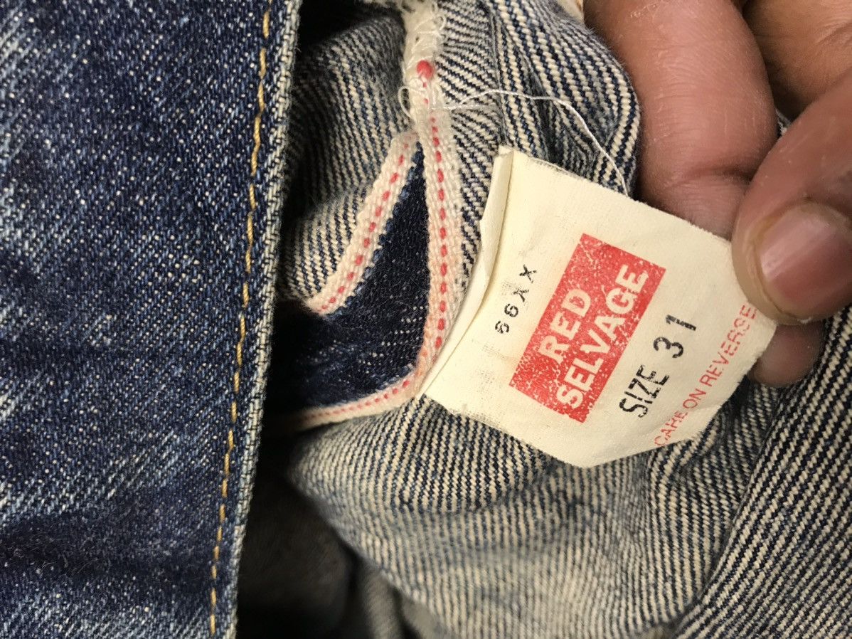Japanese Brand RED SELVAGE ripped denim 14oz index 1960s known as 66x model Size US 31 - 12 Thumbnail