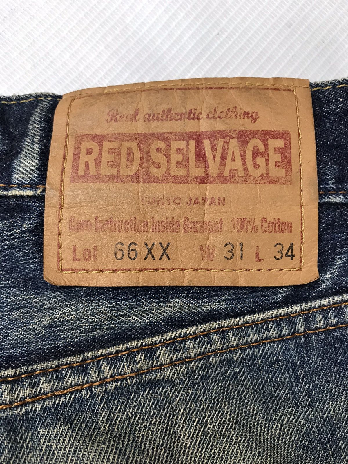 Japanese Brand RED SELVAGE ripped denim 14oz index 1960s known as 66x model Size US 31 - 19 Thumbnail
