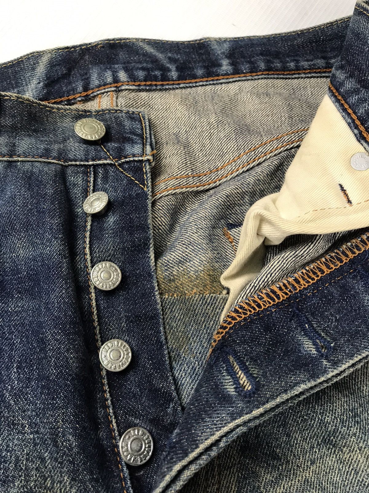Japanese Brand RED SELVAGE ripped denim 14oz index 1960s known as 66x model Size US 31 - 8 Thumbnail