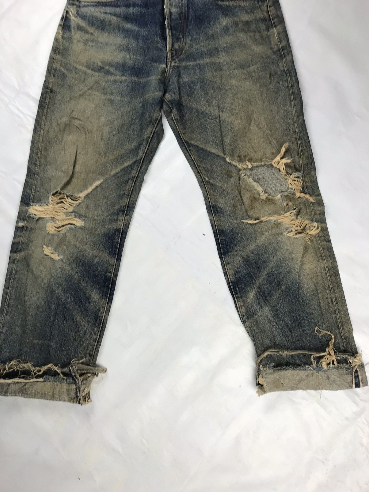 Japanese Brand RED SELVAGE ripped denim 14oz index 1960s known as 66x model Size US 31 - 3 Thumbnail